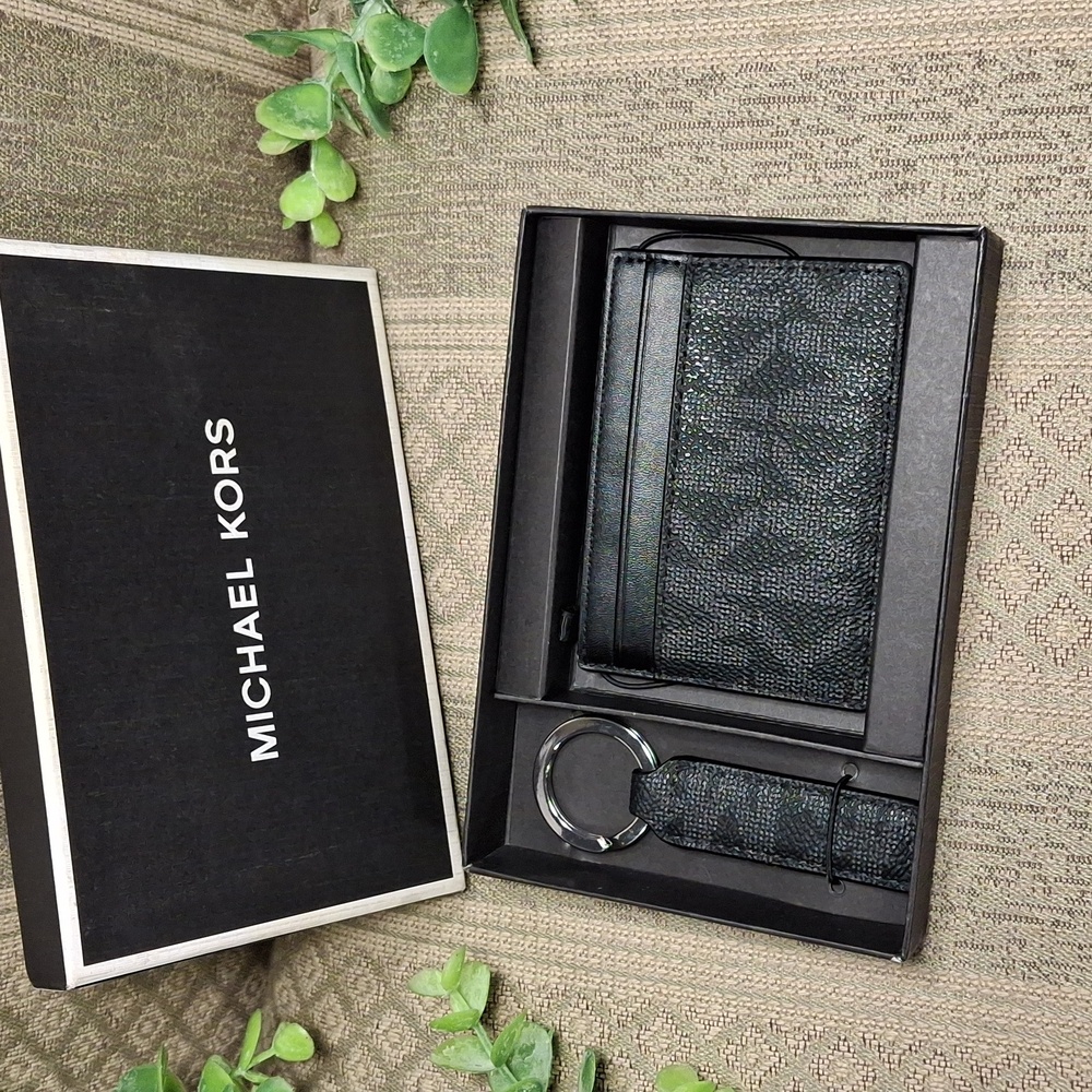 Michael Kors Signature Card Case & Keychain Box Set